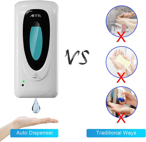 AETTL Automatic Soap Dispenser, Touchless Hand Sanitizer Dispenser Wall Mount, Sensor Foaming Dispenser 1000ml/33oz Refillable Bottle with Drip Tray for Bathroom, Hotel, Office, Church, Supermarket€¦