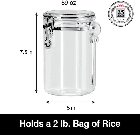 Oggi Clear Canister Food Storage Container, 59 Ounce