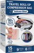 15 Compression Bags for Travel, Roll Up Space Saver Bags for Travel, Saves 80% of Storage Space, Travel Compression Bags for Packing & Clothes, No Pump or Vacuum Needed