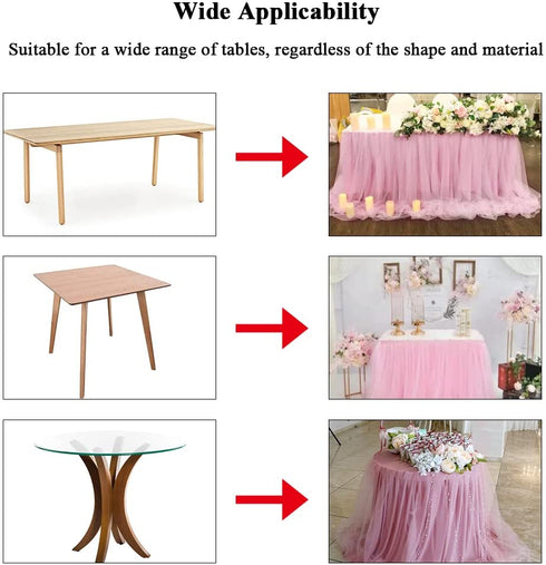 Pink Tutu Table Skirt 6ft Tutu Tablecloths for Parties Tulle Table Skirt for Rectangle Tables Skirt for Birthday Party Wedding Princess Baby Shower Tablecloth Cake Dessert Banquet Table Decorations