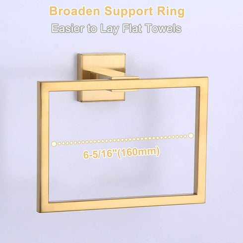 Aomasi Hand Towel Ring, SUS304 Stainless Steel Suqare Bath Towel Holder Light Luxury Style, Brushed Gold€¦