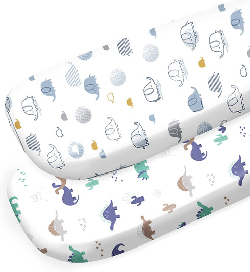 Bassinet Sheet - 2 Pack - Bassinet Mattress Pad Cover - 100% Cotton, Rectangle and Oval Baby Bassinet Fitted Sheets (Animals)