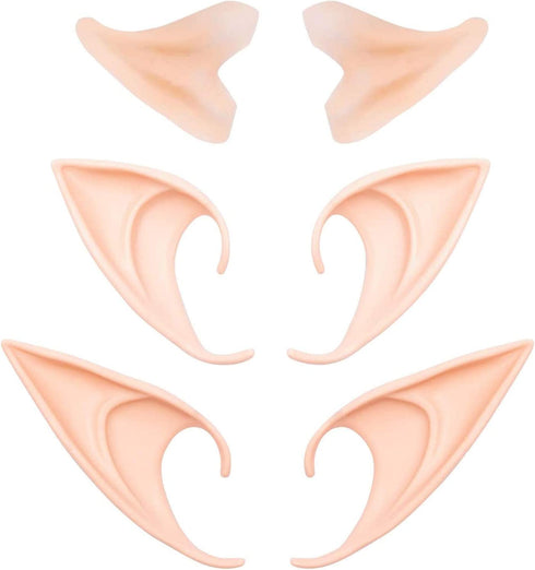 GREAT&LUCKY Cosplay Fairy Pixie Elf Ears - Soft Pointed Tips Anime Party Dress Up Costume Masquerade Accessories for Halloween Christmas Party, 3 Pair