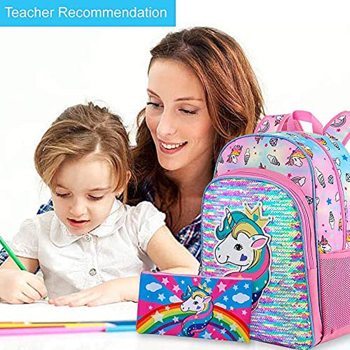 Unicorn Lunch Box, Girls Insulated Bag, Kids Reversible Sequin Flip Color Change