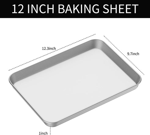 Baking Sheet Cookie Sheet Set of 2, Umite Chef Stainless Steel Baking Pans Tray Professional 12 inch, Non Toxic & Healthy, Mirror Finish & Rust Free, Easy Clean & Dishwasher Safe
