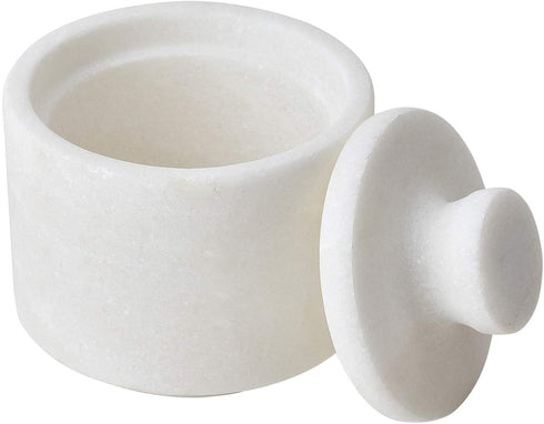 White Marble Salt Cellar Keeper With Lid