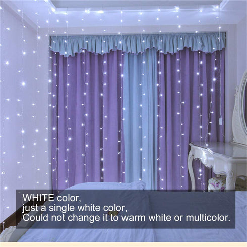 String Lights Curtain USB or Battery Powered, Bedroom Fairy Lights with Remote for Wall Party Christmas Indoor Outdoor Decor,(Cool White,7.87Ft x 5.9Ft)