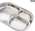 Korean Stainless Steel Divided Plates by KS&E, Kids Toddlers Babies Tray, BPA Free, Diet Food Control, Camping Dishes, Compact Serving Platter, Dinner Snack, 3 Compartment Plate Silver, Set of 2