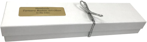 Sparkling Art Glass Mezuzah - 3.5 Inch - Easy Mount - Weatherproof Metal Case - Gift Box and Non-Kosher Scroll Included - Hand Made in USA by Tamara Baskin Art Glass (Blue)