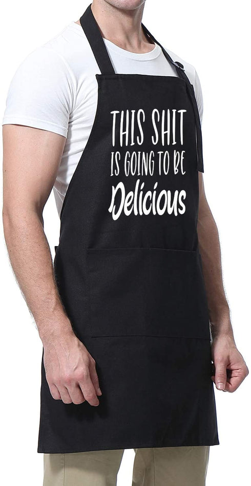 Miracu Funny Aprons for Men, Women with 3 Pockets - Mothers Day, Birthday Gifts for Mom, Wife, Friend, Dad, Husband, Boyfriend - BBQ Kitchen Cooking Baking Chef Apron - This is Going to be Delicious