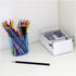 Acrimet Index Business Card Size File Holder Organizer Metal Base Heavy Duty (AZ Index Cards and Divider Included) (White Color with Clear Crystal Plastic Lid Cover)