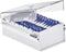 Acrimet Index Business Card Size File Holder Organizer Metal Base Heavy Duty (AZ Index Cards and Divider Included) (White Color with Clear Crystal Plastic Lid Cover)