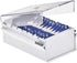 Acrimet Index Business Card Size File Holder Organizer Metal Base Heavy Duty (AZ Index Cards and Divider Included) (White Color with Clear Crystal Plastic Lid Cover)