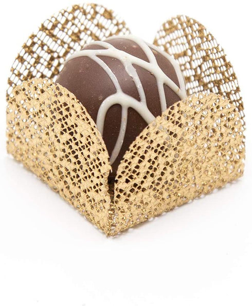 Truffilio Square Truffle Cups - Pack of 30 (30 Small, Gold)