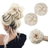SARLA Updo Messy Bun Hair Piece Platinum Blonde Synthetic Fake Scrunchies Ponytail Extension Wavy Curly for Women Girls 2PCS