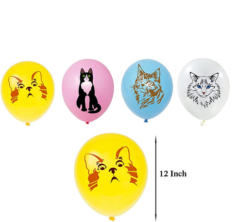 Koyatti Cat Theme Birthday Party Decorations Set,Cat Lover Birthday Party Supplies for Kids Girls,16 MEOW Balloons,Cat Face Banner and 24 Cupcake Toppers,A Big Happy Birthday Caketopper
