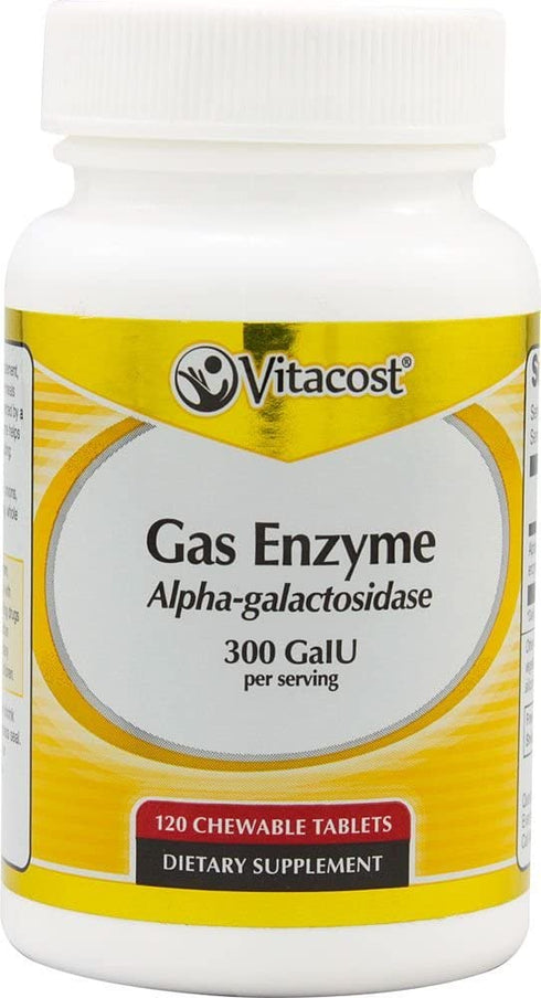 Vitacost Gas Enzyme Alpha-galactosidase - 300 GalU per Serving - 120 Chewable Tablets