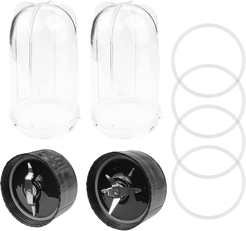 Blender Replacement parts 2pack 16oz Cups with Cross and Flat Blade Combination, Plus Four Sealing Rings?Compatible with Magic Bullet Blender Juicer 250W MB-1001
