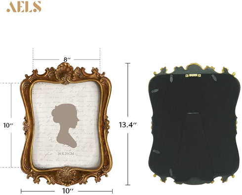 AELS 8x10 Inch Vintage Picture Frame, Elegant Antique Photo Frames with Glass Front, Photo Display, Tabletop Wall Hanging, Gift Ideas