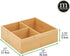 mDesign Bamboo Wood Kitchen Storage Bin Organizer for Food Container Lids and Covers - Use in Cabinets, Pantries, Cupboards - Large Divided Organizer with 3 Sections - 12" Long - Natural