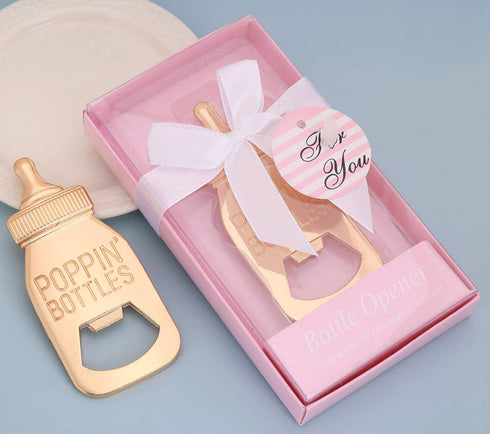 12 Pack Poppin Bottle Bottle Openers for Girl Baby Shower Favors/Souvenirs,Girl Baby Shower Decorations,Birthday,Gender Reveal Party Favor and Keepsake Supplies (12, Pink)