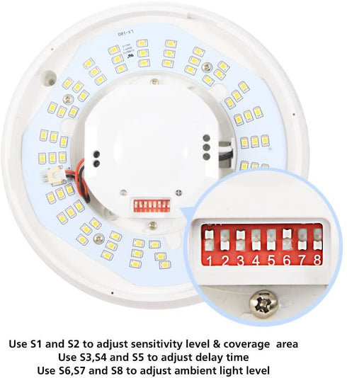 eSenlite Ceiling Wall Surface Mount Radar Motion Activated LED Light Fixture, up to 900lm Dusk to Dawn Capable for Residential Commercial and Industrial Lighting Applications