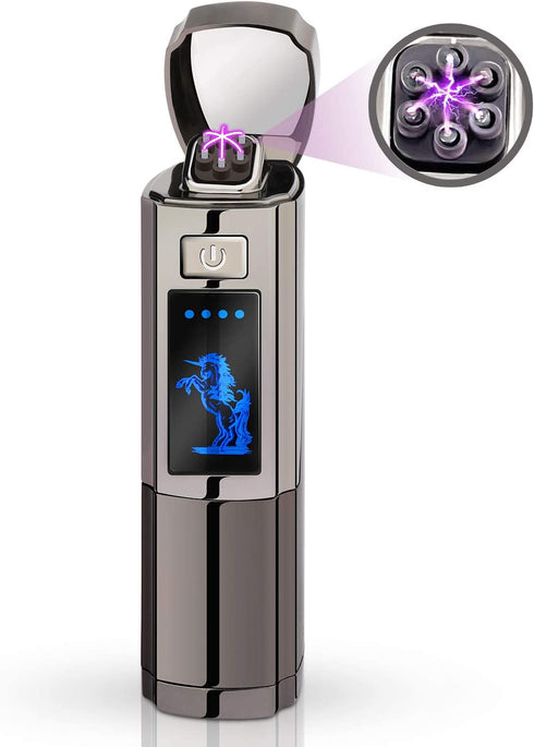 Triple Arc Lighter Plasma Lighter Windproof Lighter Rechargeable Electric Lighter Rechargeable USB Survival Lighter with LED Battery Indicator for Fire Outdoors Adventure Camping Hiking