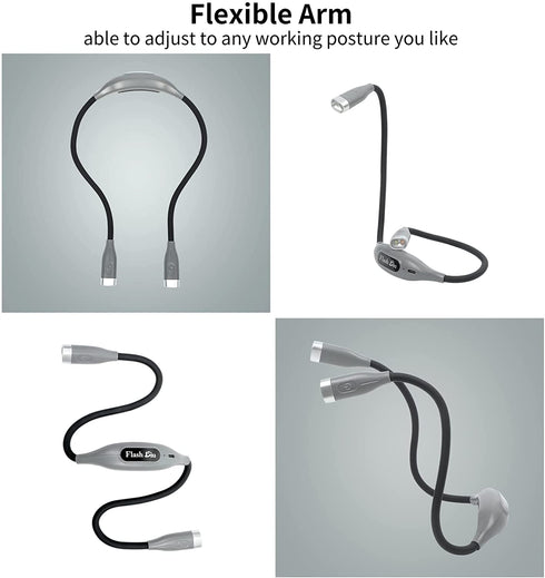 Book Light, Book Light for Reading in Bed, Fast Recharge, Neck Reading Light Slim with 3 Modes, Super Flexy, Hands Free Versatile Neck Light, Up to 70 Hours.Gift for Knitting, Sewing, Camping(Grey)