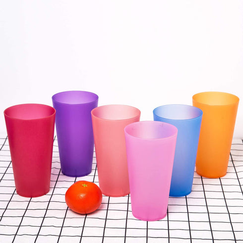 32-ounce Plastic Tumblers/Large Drinking Glasses/Party Cups/Iced Tea Glasses Set of 12,6 Assorted Colors| Unbreakable, Dishwasher Safe, BPA Free