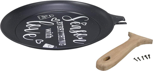 NIKKY HOME 15" x 24" Pan Shaped Metal Kitchen Sign Wall Decor with Quote Season Everything with Love, Black