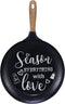NIKKY HOME 15" x 24" Pan Shaped Metal Kitchen Sign Wall Decor with Quote Season Everything with Love, Black