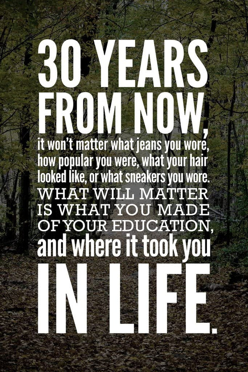 30 Years From Now Education Life Motivational Quote Inspirational Educational Classroom Teacher Learning Homeschool Chart Display Supplies Teaching Cool Wall Decor Art Print Poster 12x18