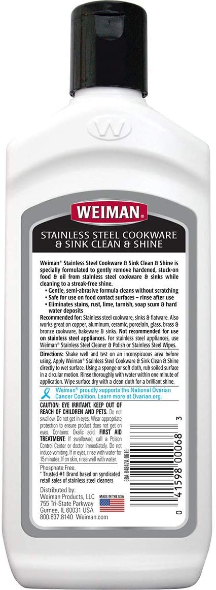 Weiman Stainless Steel Sink and Pots & Pans Cleaner and Polish - 2 Pack