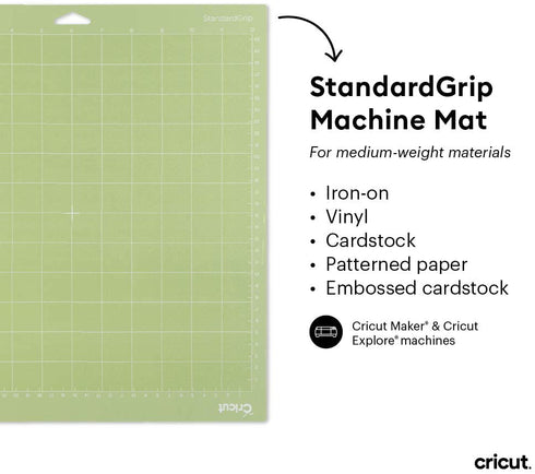 Cricut 3PACK Standardgrip Cutting Mat 12X12 3 Pack AMZ, 12"x12", Green, 3 Count