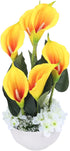 HO2NLE Artificial Potted Calla Lily Flower with Vase 15Inch Fake Potted Plants Real Touch Flower in Pots Home Bathroom Kitchen Table Centerpiece Decoration (Orange)