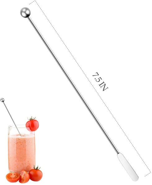 6 Pcs Cocktail Paddle Drink Stirrers, Stainless Steel Coffee Stirrers Reusable Beverage Swizzle Stick for Bar Party Home Office