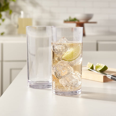 Classic 16-ounce Premium Quality Plastic Water Tumbler | Clear Set of 6