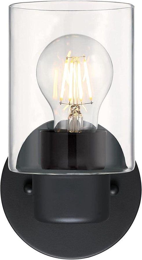 Westinghouse Lighting 6115500 Sylvestre Transitional One-Light Indoor Wall Light Fixture, Matte Black Finish, Clear Glass