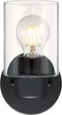 Westinghouse Lighting 6115500 Sylvestre Transitional One-Light Indoor Wall Light Fixture, Matte Black Finish, Clear Glass