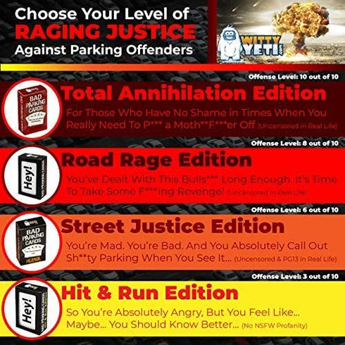 Witty Yeti Hilarious Bad Parking Cards Total Annihilation Edition 50 Pk 5 x 10 Sayings Perfect for Shaming Drivers. Funny Road Rage Revenge, Gag Gift, Prank Insult Set and White Elephant Novelty
