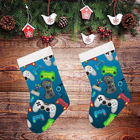 Thewar Video Games Christmas Stockings Personalized Xmas Stockings Hanging Ornaments Candy Gift Bags for Family Holiday Xmas Party Decorations