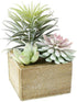 Mingfuxin Artificial Succulents Plants, Mini Assorted Green Faux Succulents in Pots, Small Succulents Plants Artificial with Wood Potted for Home Office Living Room Table Desk Plants Decor, Set of 3