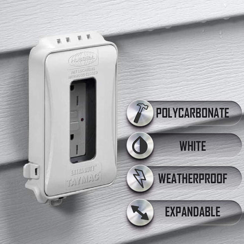 TAYMAC ML500W Single-Gang Mount 16-in-1 Flat Nonmetallic Weatherproof Vertical/Horizontal, 1-Pack, White