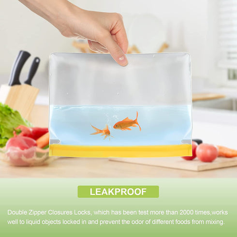 Reusable Storage Bags Stand Up, 18 Pack Reusable Sandwich Bags, Reusable Freezer Lunch Bags, Leakproof Reusable Bags Silicone, Reusable Gallon Bags(18Pack-4Large Bags+7Sandwich Bags+7Snack Bags)