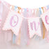 Pink Sweetheart One Birthday Banner - Pink Tutu Skirt High Chair Banner , 1st Birthday Party Gifts for Girls , Pink Bow-knot Decoration , Birthday Party Decorations , Photo Decoration Props , Valentines Day Banner