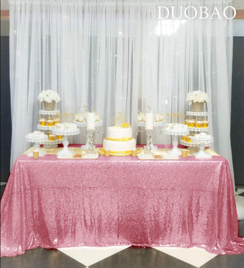 Pink Gold Square Tablecloth 72x72-Inch Sequin Tablecloth Birthday Decor Baby Shower Table Cloths for Parties Wedding Tablecloths Fuchsia Pink Table Skirts for Round Tablecloth (72"x72", Pink Gold)