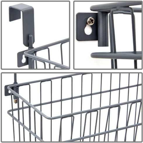 EZOWare Over the Cabinet Door Hanging Organizer Holder, Wall Mountable Deep Metal Storage Basket for Household Kitchen Bathroom Pantry Items (Medium)