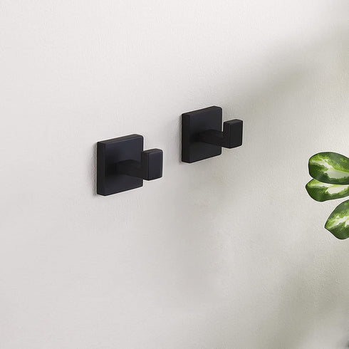 KES Towel Hook for Bathroom Coat Hook Wall Mounted Robe Hook SUS 304 Stainless Steel Matt Black 2 Pack, A22560-BK-P2