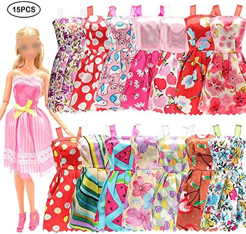 BM 75 Pieces Doll Clothes and Accessories for 11.5 Inch Girl Doll Include 15 Pcs Party Dresses, 10 Pcs Shoes, 10 Pcs Bags, 40 Pcs Different Doll Accessories