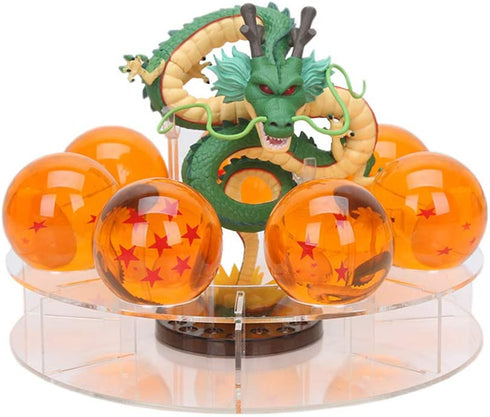 UMIKAkitchen Resin Shenron Figure Shenlong Statue Set + 3.5cm Crystal Balls + Shelf with Gift Box for Business Halloween Christmas Holiday and Birthday Home Decoration